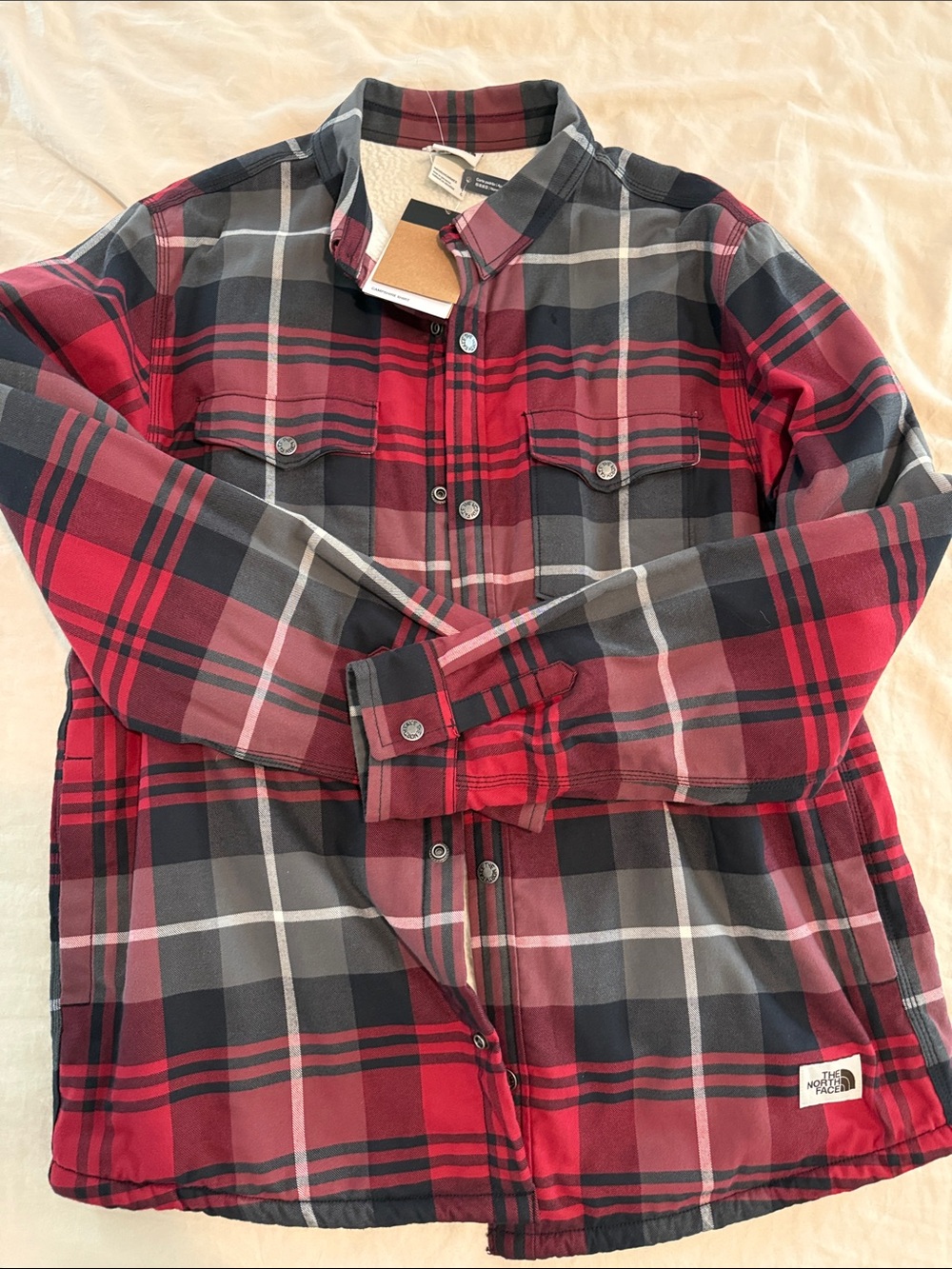 The North Face Red and Black Plaid Flannel Shacket